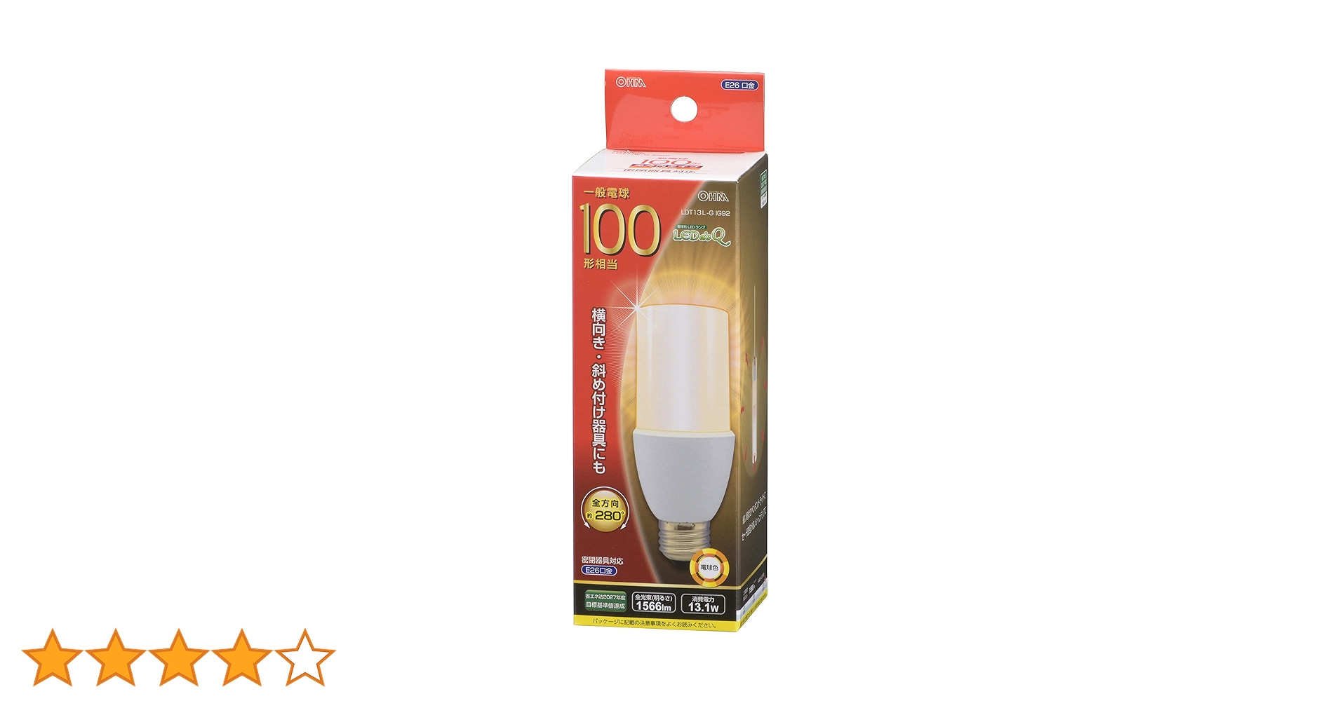 Amazon | LED電球 T形 E26 100形相当 電球色 LDT13L-G IG92 06-1932